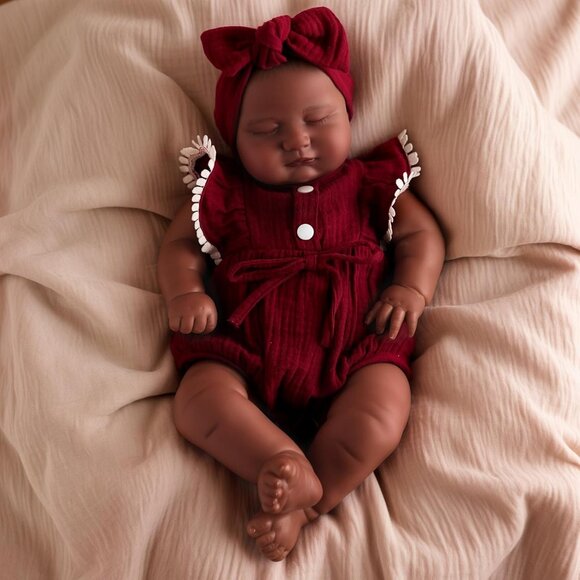 20 Inch Reborn Baby Doll Black Girl Realistic Soft Newborn Toy Gift for Kids - Picture 4 of 9